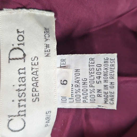 Vintage Christian Dior Women's Burgundy Pattered Padded Cropped Jacket Size 6 - Picture 2 of 11